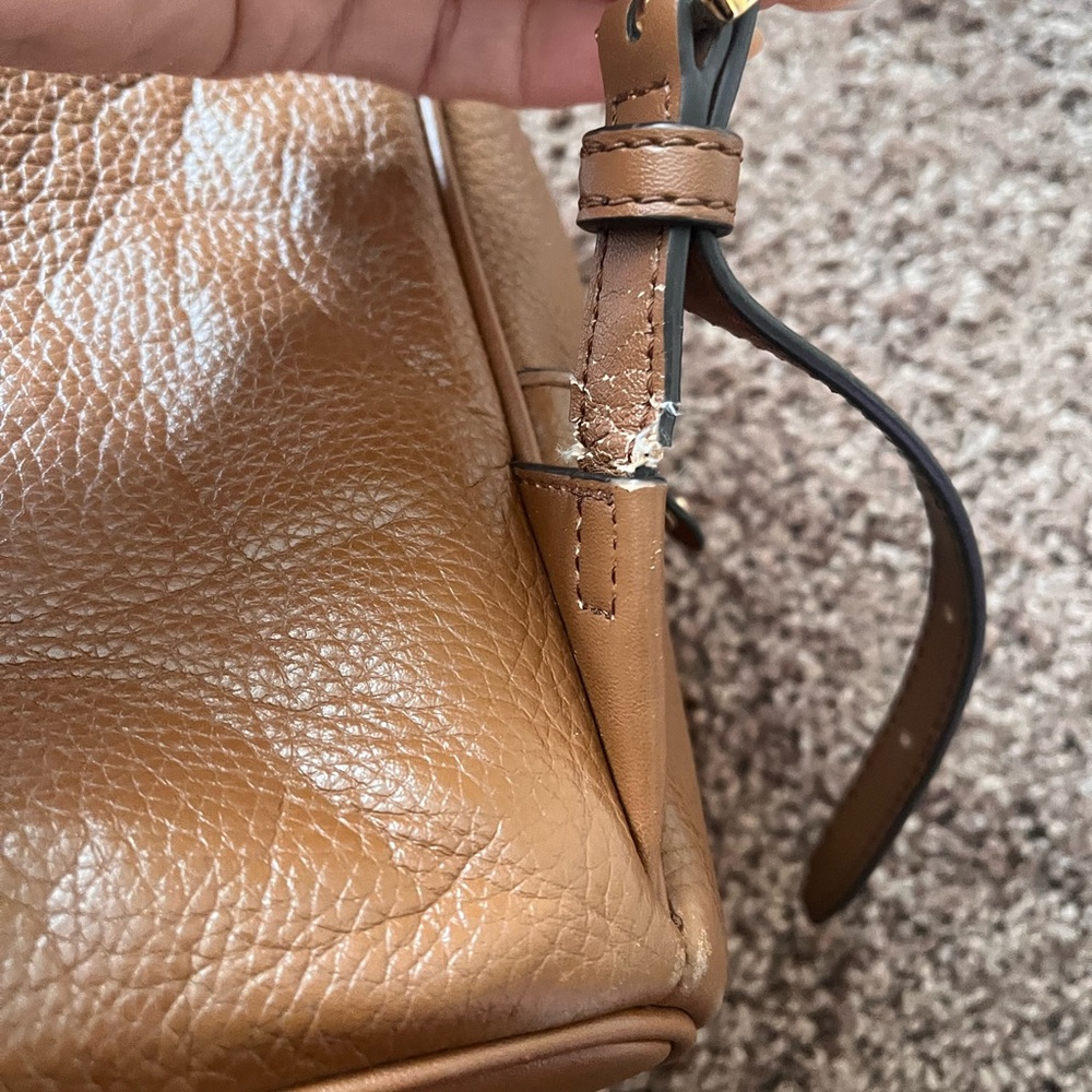 Michael Kors Tan Leather Backpack with Gold Accents - Picture 3 of 5